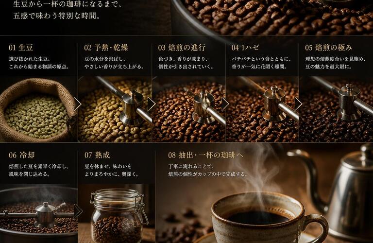 焙煎プロセスを堪能する自家焙煎珈琲の旅