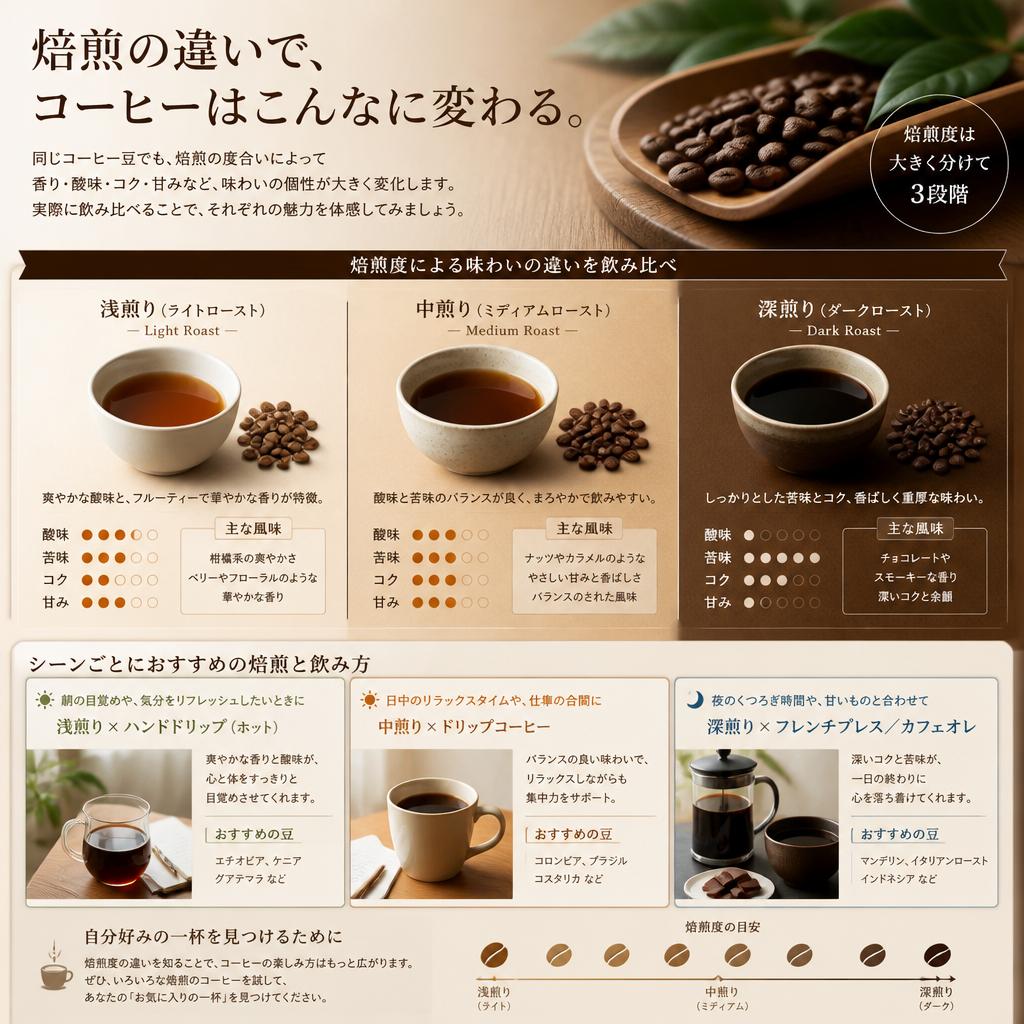 焙煎ごとの味わいの違い
